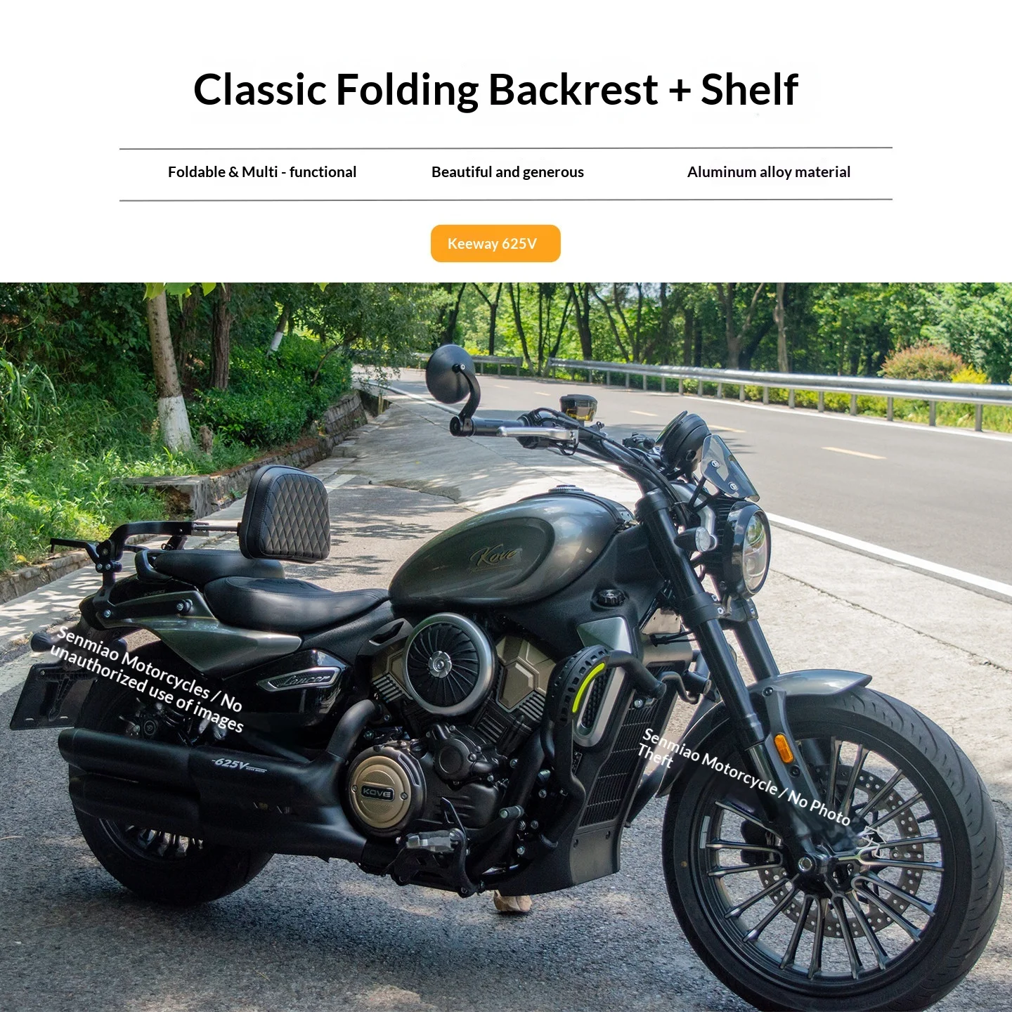 【Premium】For KOVE 625V Lancer Backrest Folding Backrest Modification Parts Aluminum Alloy Folding Backrest Tail Shelf Accessorie