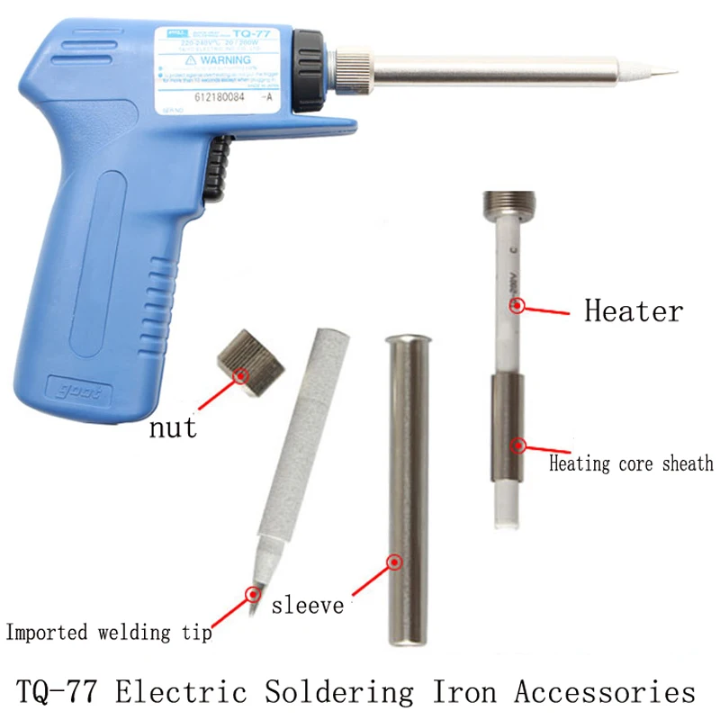 เครื่องเชื่อมเหล็กพลังงานสูง TQ-77 220V เครื่องเชื่อมเหล็กร้อนเร็วแบบคู่20-200W อุปกรณ์ช่างเชื่อมซ่อมความร้อนภายใน
