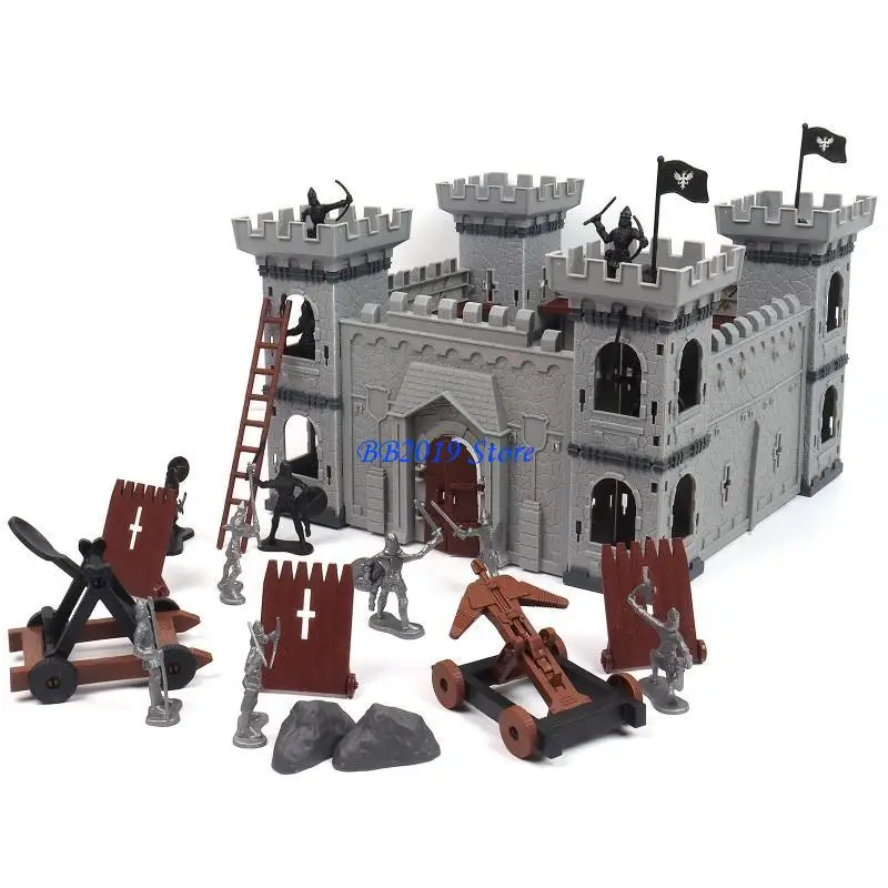 

Q0KB Medieval Castle Knight Game Soldier Model Building Accessories DIY Assembled Castle Model Set Child Playset Gifts