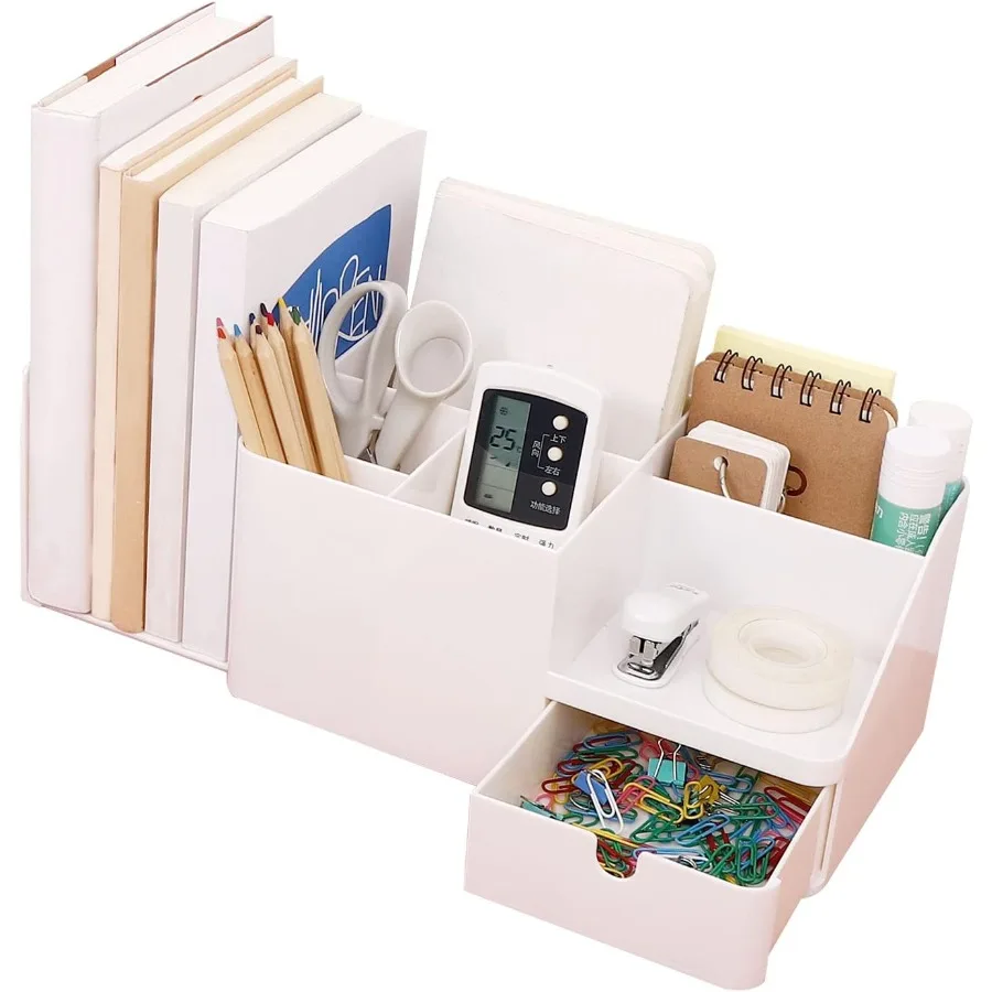 

Настольный органайзер с выдвижным ящиком, подставки для книг большой емкости, художественные принадлежности, аксессуары для книжных полок, держатель для ручек, Caddy для хранения макияжа Plas