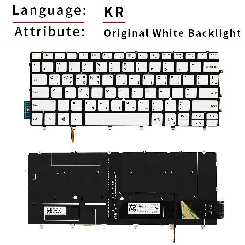 Imagem -04 - Teclado Original do Portátil dos Eua Inglês kr Coreia com Luz de Fundo para Dell Xps 13 93807660slv-pus P82g 03cm18 Xps13 9305 9370 13-9370