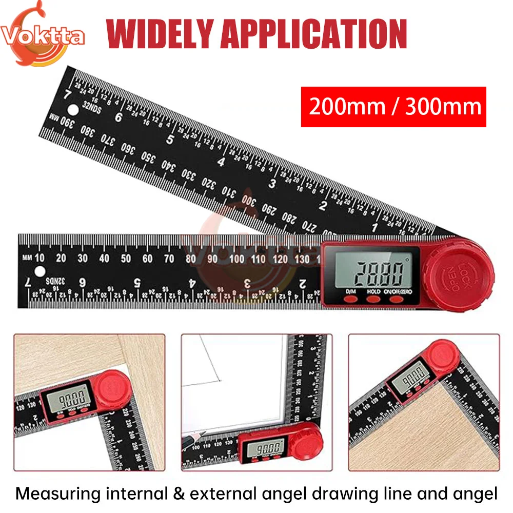 2-in-1 Digital Angle Meter Inclinometer 200mm/300mm Electronic Goniometer Angle Finder Meter Angle Ruler Measuring Tools