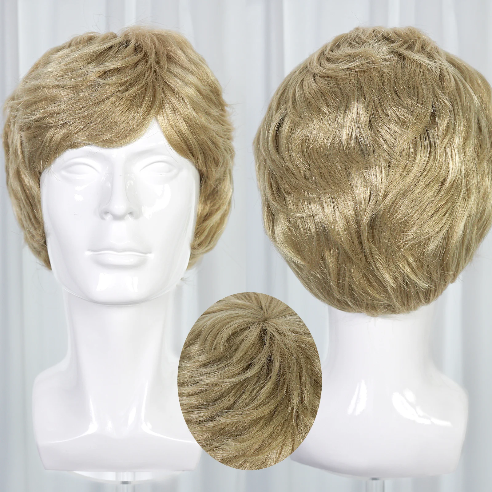 Men's wig color straight natural synthetic role-playing wig men's daily full wig (multiple colors optional)