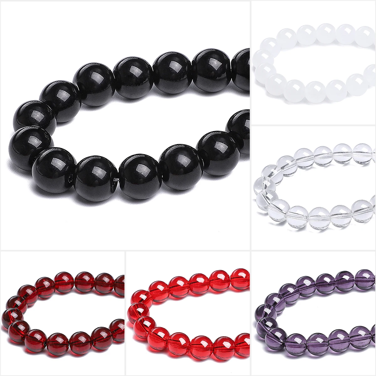 

4-10mm Highly Transparent Glass Round Beads Bulk - DIY Jewelry Making (Bracelet/Necklace) 42-100pcs/Pack