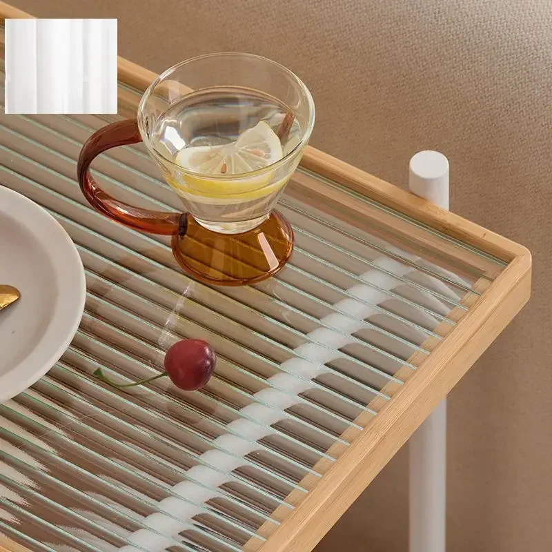 Mobile coffee tea cart table with wheels for living room bamboo glass table storage tool salon utility trolley cart side table