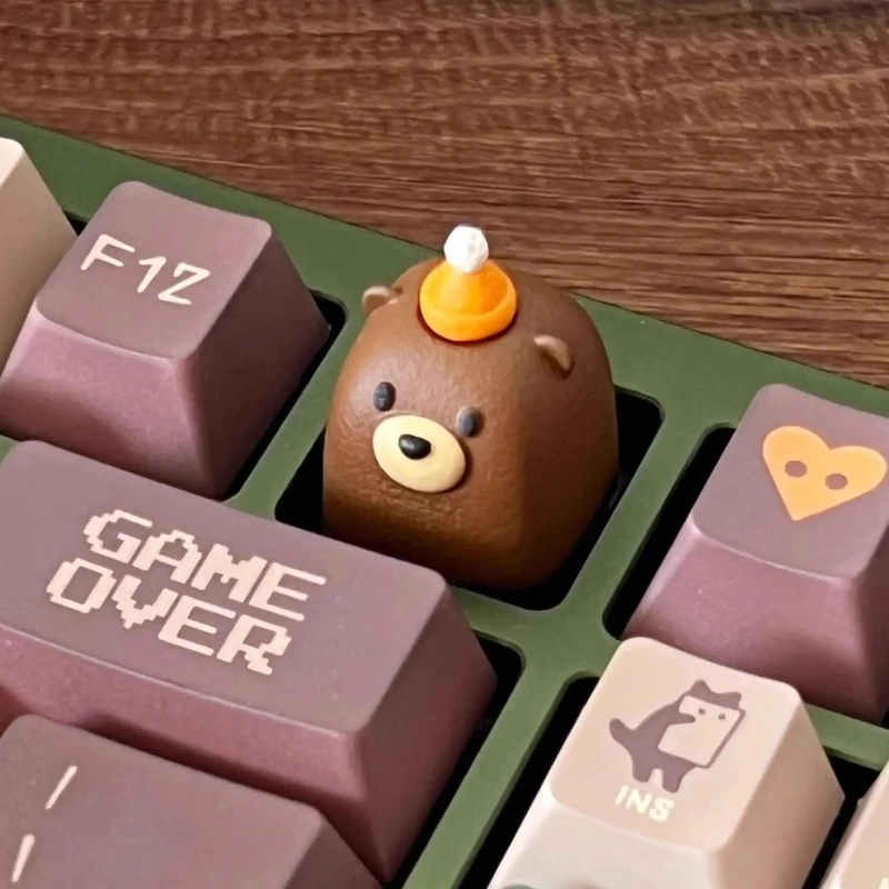 Naked Bear Mechanical Keyboard Single Keycap Creative 3d Cute Cube Bear Single Resin Handmade Keyboard Cute Personality Keycap