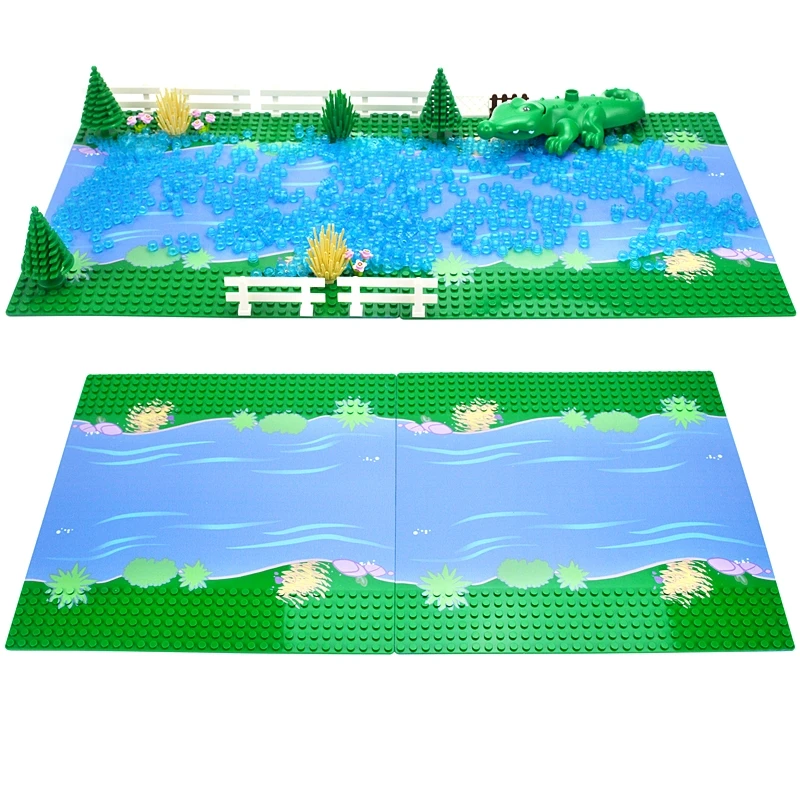 City Road Street Baseplate Color River Sandy Beach Island Base Plate Seaweed Building Blocks Compatible Brands Bricks Plate Toys