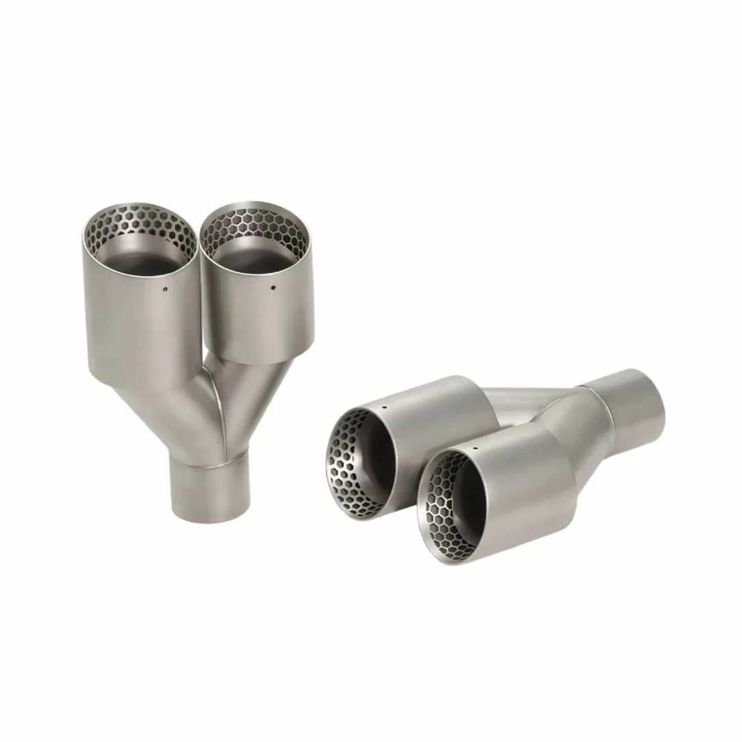 Universal Matte Silver Stainless Steel Exhaust  Tips With AK Logo for VW Golf R MK6 MK7 Exhaust Tips Muffler view 4