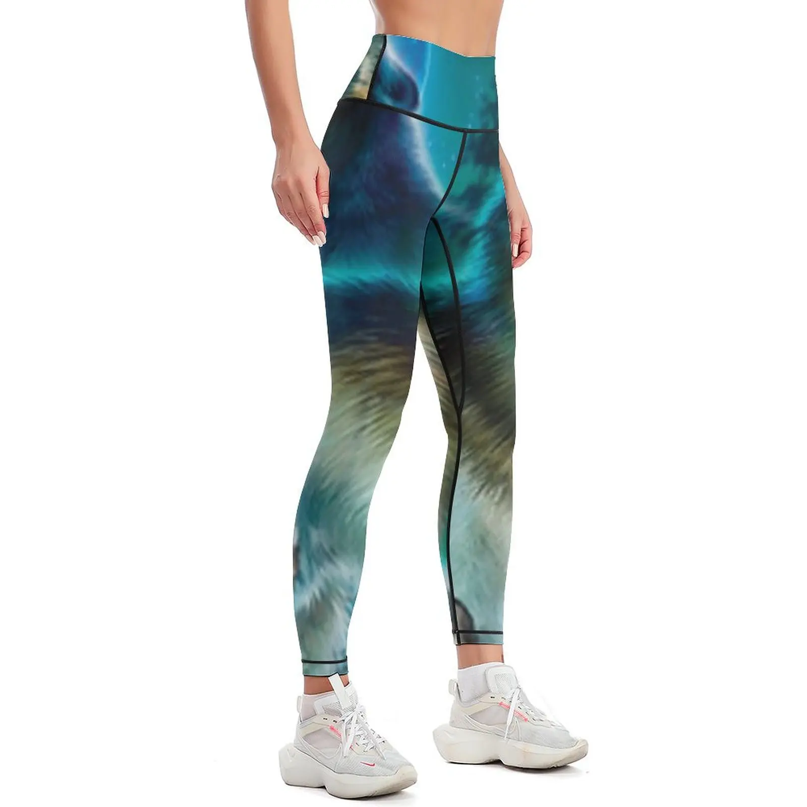 Wolf heult in Mondlicht Leggings Leggi nghose hebt Hintern Jogging hose eng anliegende Frau Damen Leggings