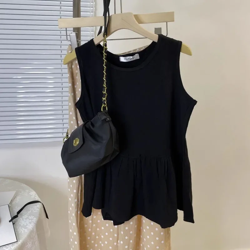 Camisola japonesa blusa de bebê com babados sem mangas top feminino solto camisa externa estilo retrô