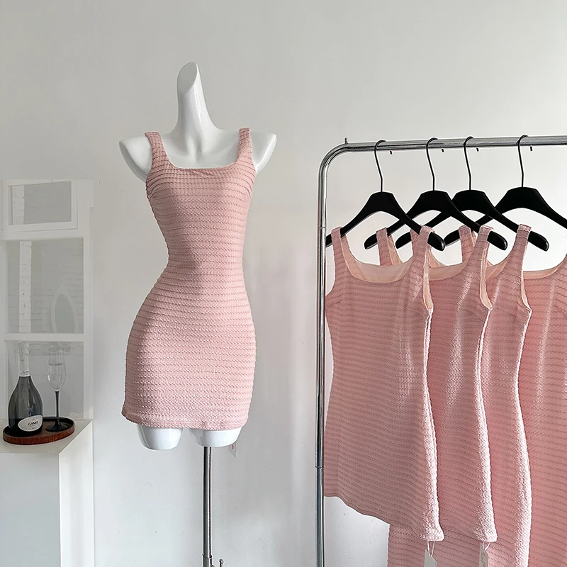

2025 Summer New Solid Color Slim Fit Vest Dress For Women Elegant Sleeveless Dress Fashion Versatile Dresses