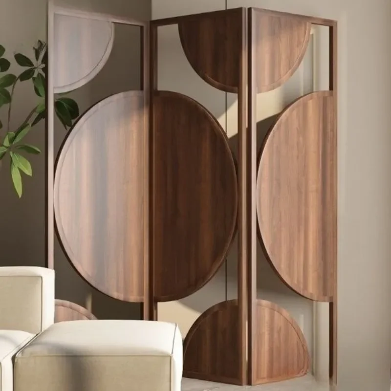 Partition French modern screen baffle medieval light luxury decoration folding simple retro living room mobile art entrance