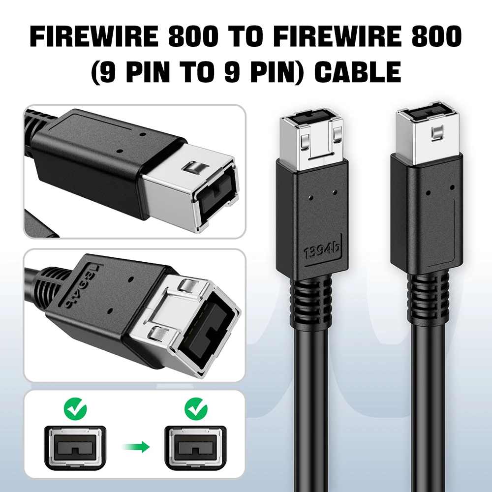 Firewire IEEE 1394B كابل Firewire 800 9-PIN كابل Firewire 9 PIN إلى Firewire 9 PIN كابل ذكر إلى ذكر Firewire كابل بيانات الحبل