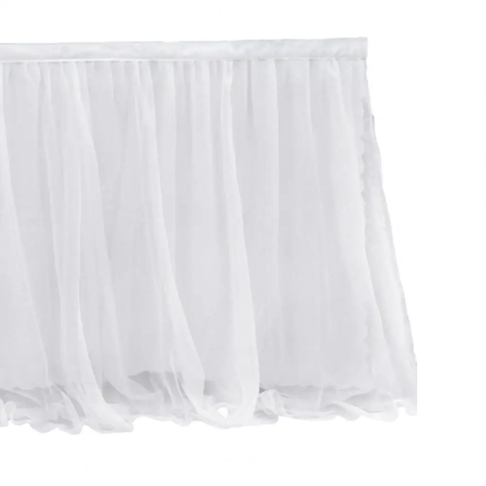 Tulle Table Skirt For Rectangular Tables White Pleated Table Cloth 6Ft/9Ft Wrinkle Free Tablecloth With Tutus Skirt