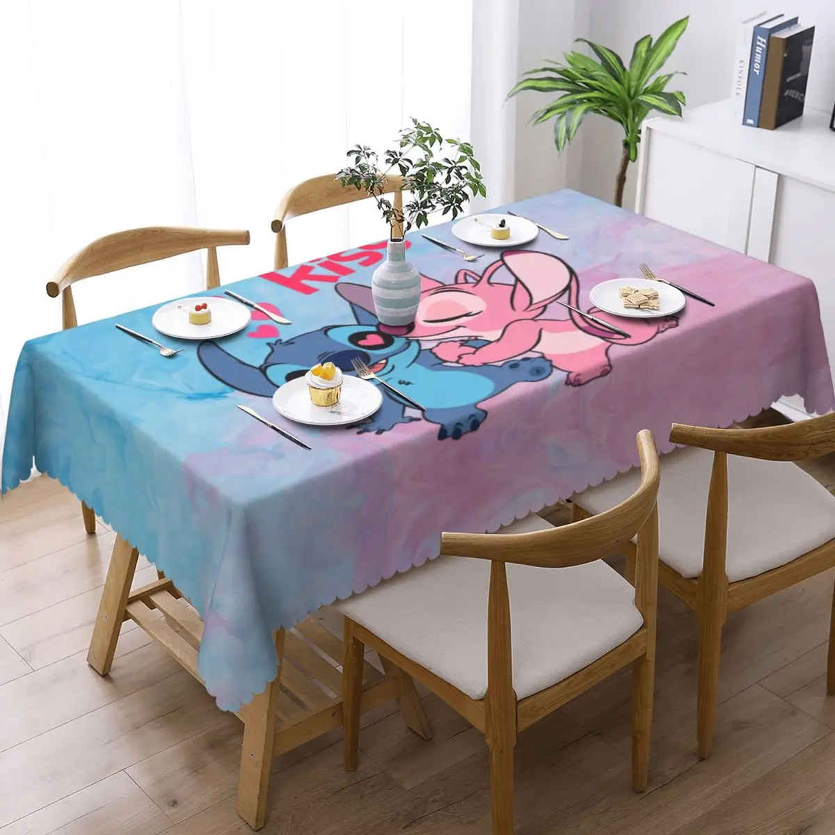 Custom Rectangular Fitted Stitch Lion Cute Table Cloth Oilproof Tablecloth Outdoor 40