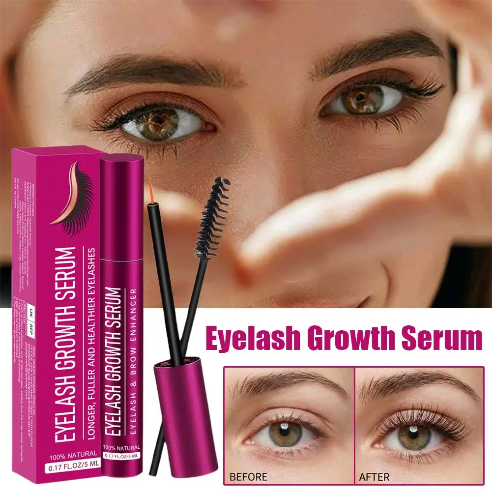 5ml 속눈썹 성장 세럼 듀얼 엔드 브러쉬 속눈썹 및 눈썹 강화제 더 길고 풍성하고 건강한 속눈썹 영양 트리트먼트