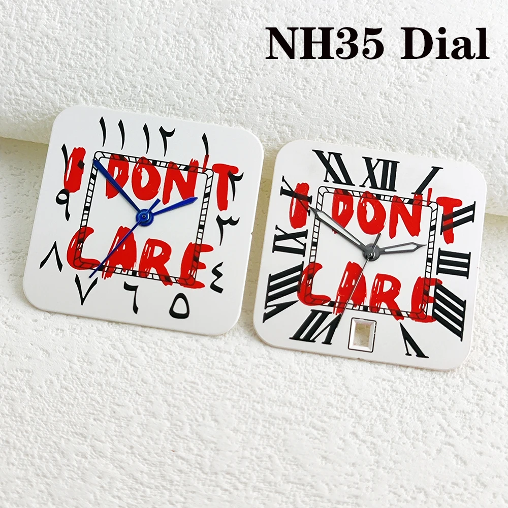 قرص ساعة مربع مخصص NH35 مشهور مع أرقام رومانية 27 مم/قرص عربي، مناسب لحركة تاريخ NH35 الساعة 6