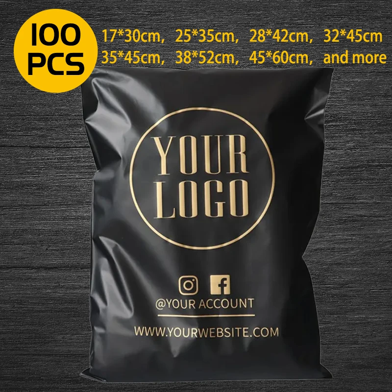 

Mailing Bags To Pack Products Shipping 25x30cm 100 Poly Mailer Courier Black Custom packaging Logo Letter Set Envelope Sending