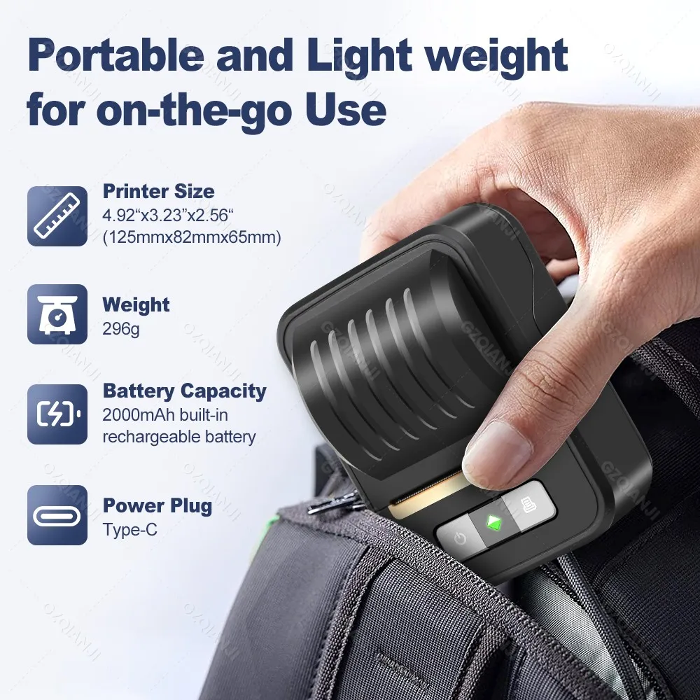 N20 50 مللي متر بلوتوث صغير طابعات ملصقات لاصقة طابعة حرارية صغيرة اللاسلكية صانع ملصقات الأكواد الشريطية للملابس المكتبية مثل B21 B1