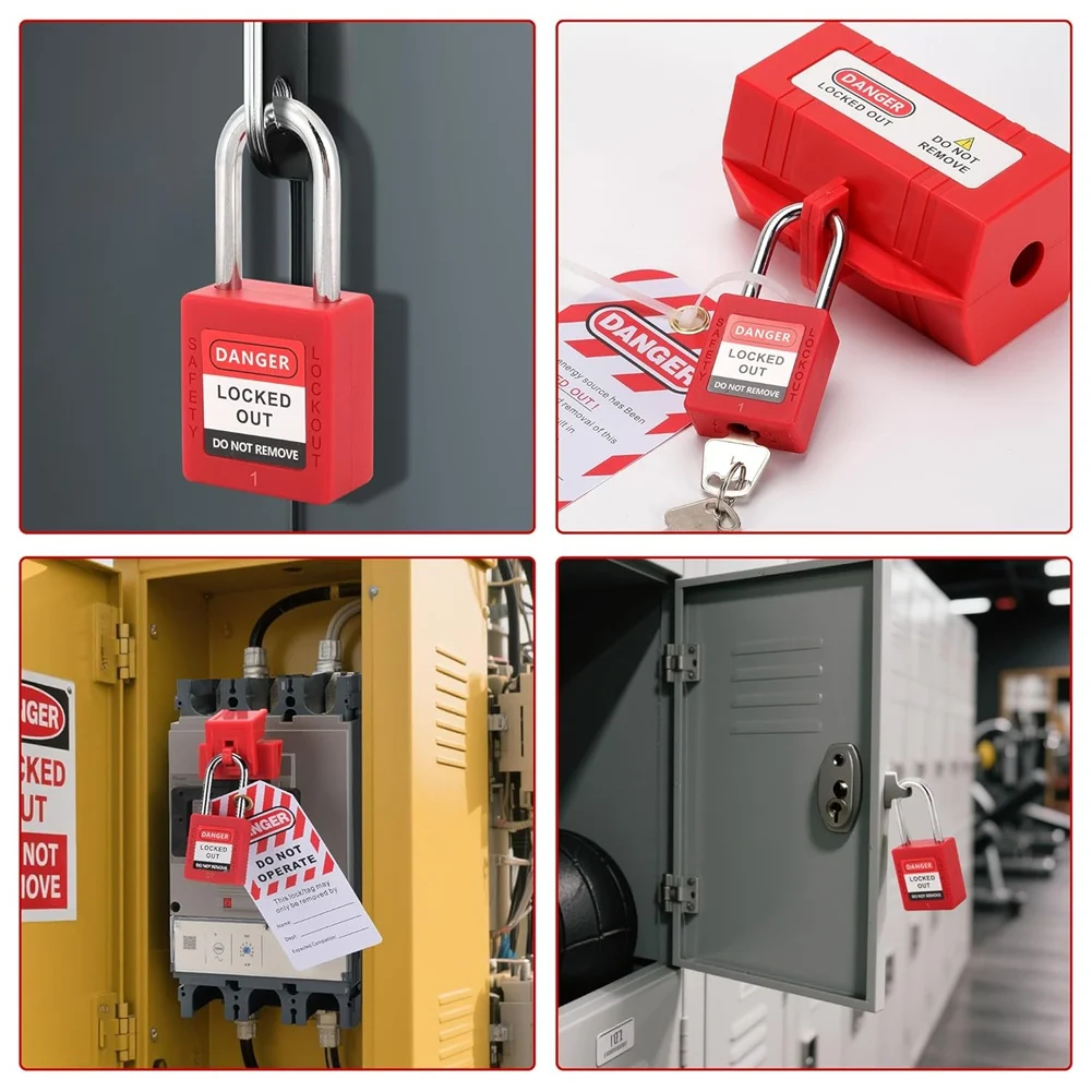 

ABUO-Lockout Tagout Kit с навесными замками, застежками, застежками-молнией, бирками и сумкой для хранения - для электрического и промышленного оборудования для использования в лото