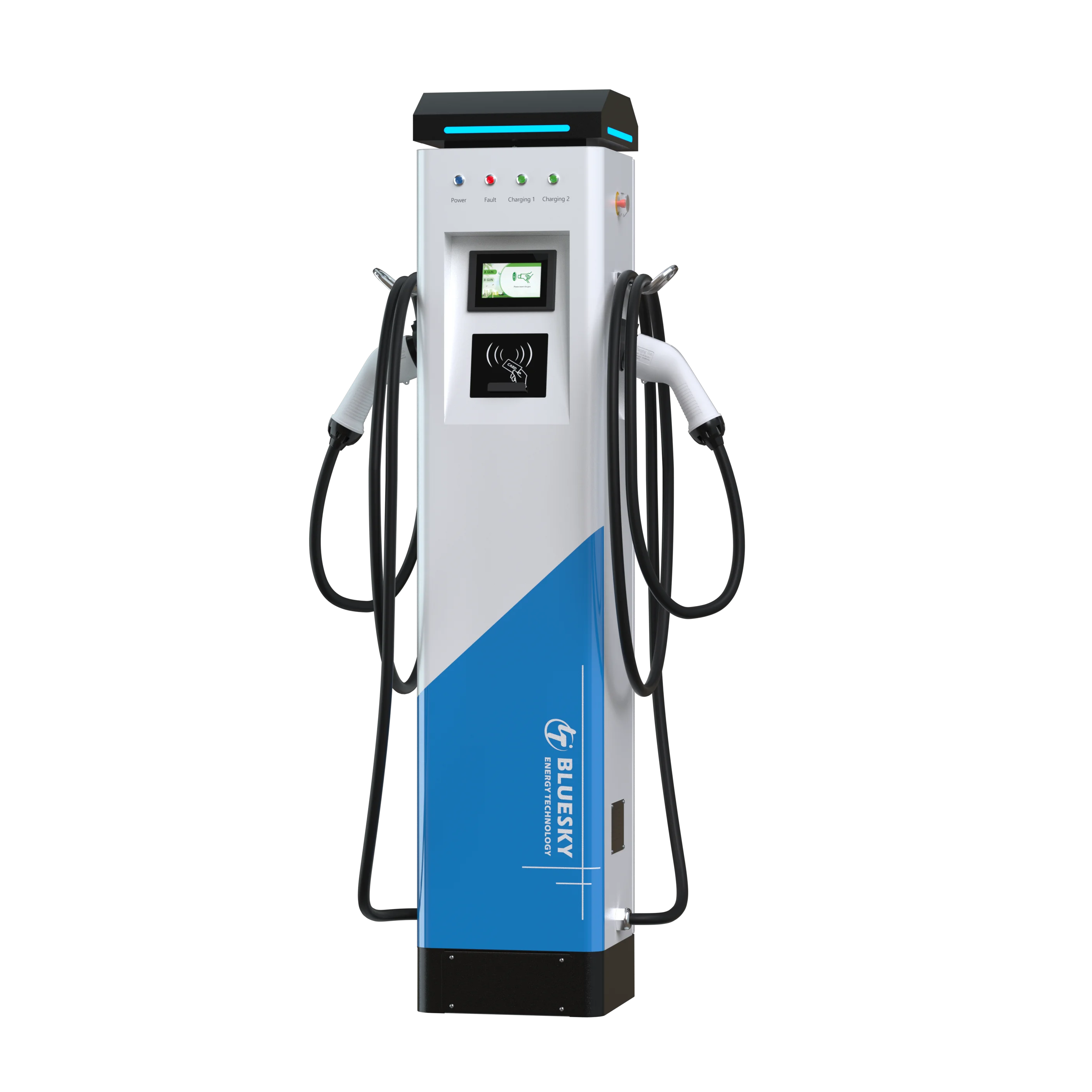 

Blueksy 44kw Floor-mounted Ac Ev Charger Station Two Guns Type Electric Car Charging Station With Ocpp Ev Charger With POS