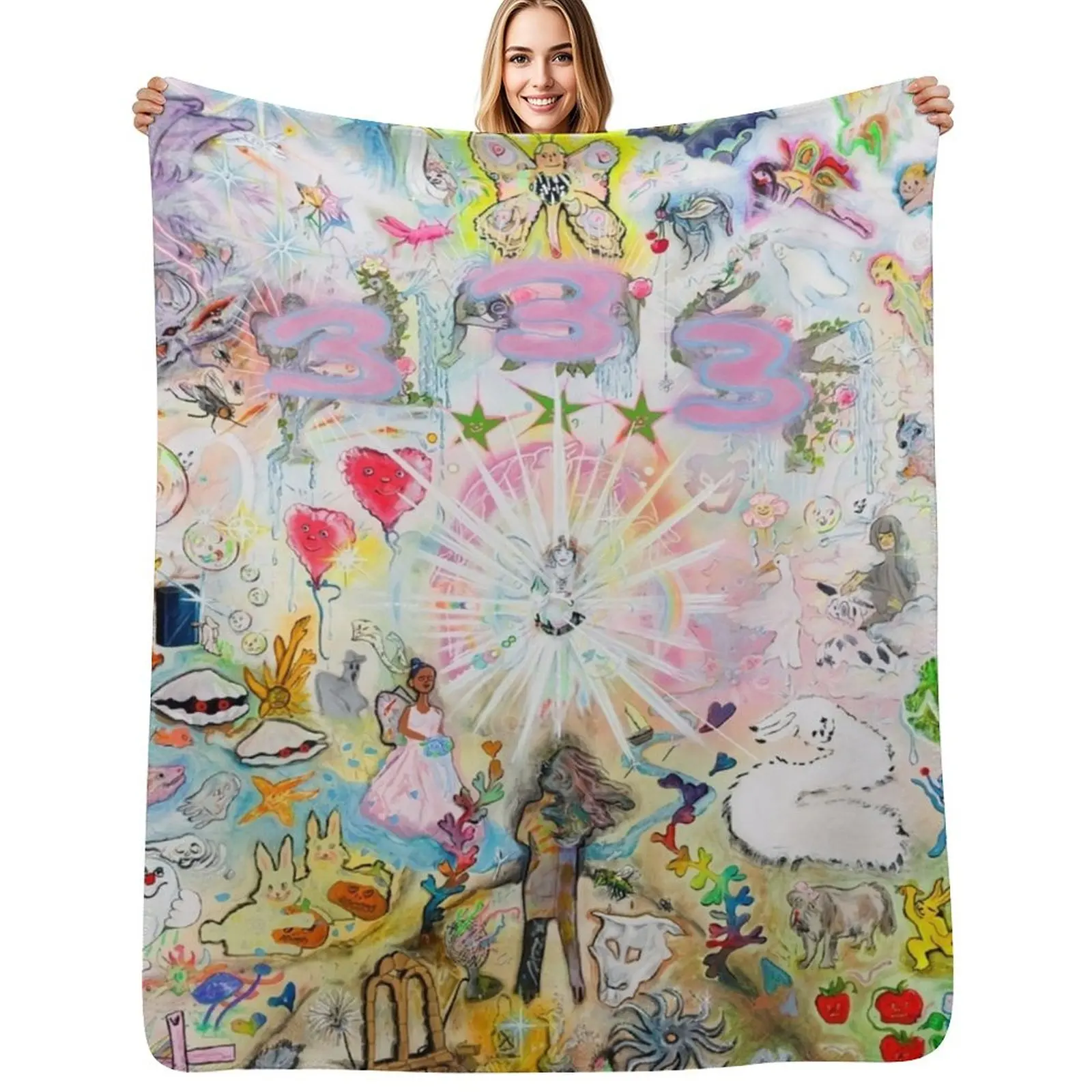 

333 Bladee Album Cover Throw Blanket Spring Fall Cozy Throw Blanket for Couch