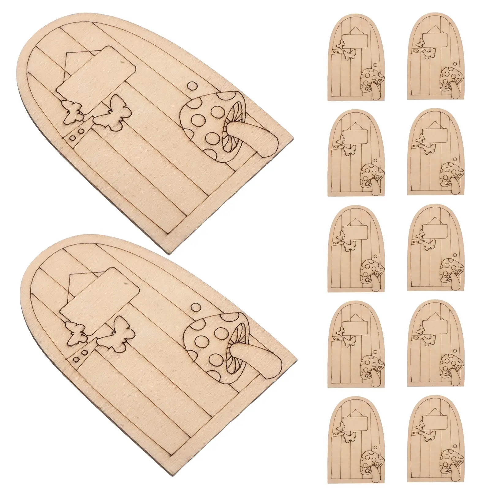 

50 Pcs Fairy Tale Door Kit DIY Wooden Unfinished Neutral Colors Decorative Home Party Holiday Garden Statue Crafts