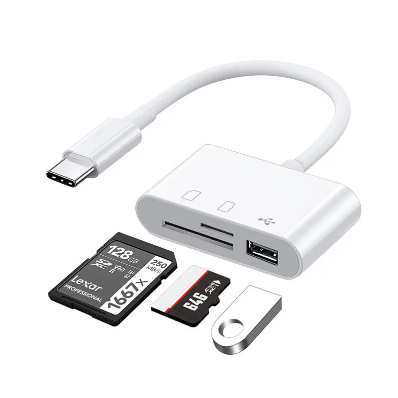 

3-in-1 Card Reader Adapter Type C To SD TF Memory Card Reader USB Type C OTG Converter For Huawei Samsung Xiomi Phone Tablet