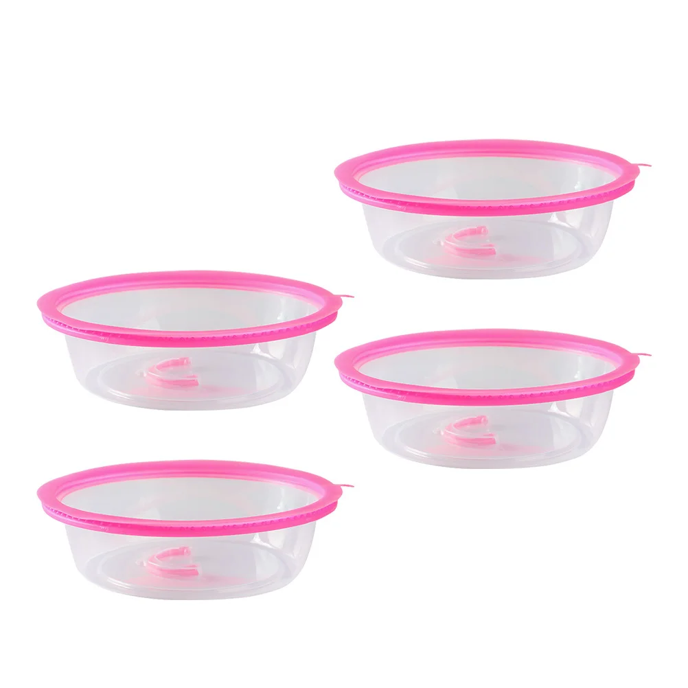 

4pcs Premium Pp Food Sealing Cover Splash-Proof Dust-Proof Insect-Proof Microwave Oven Refrigerator Safe Portable Handle For