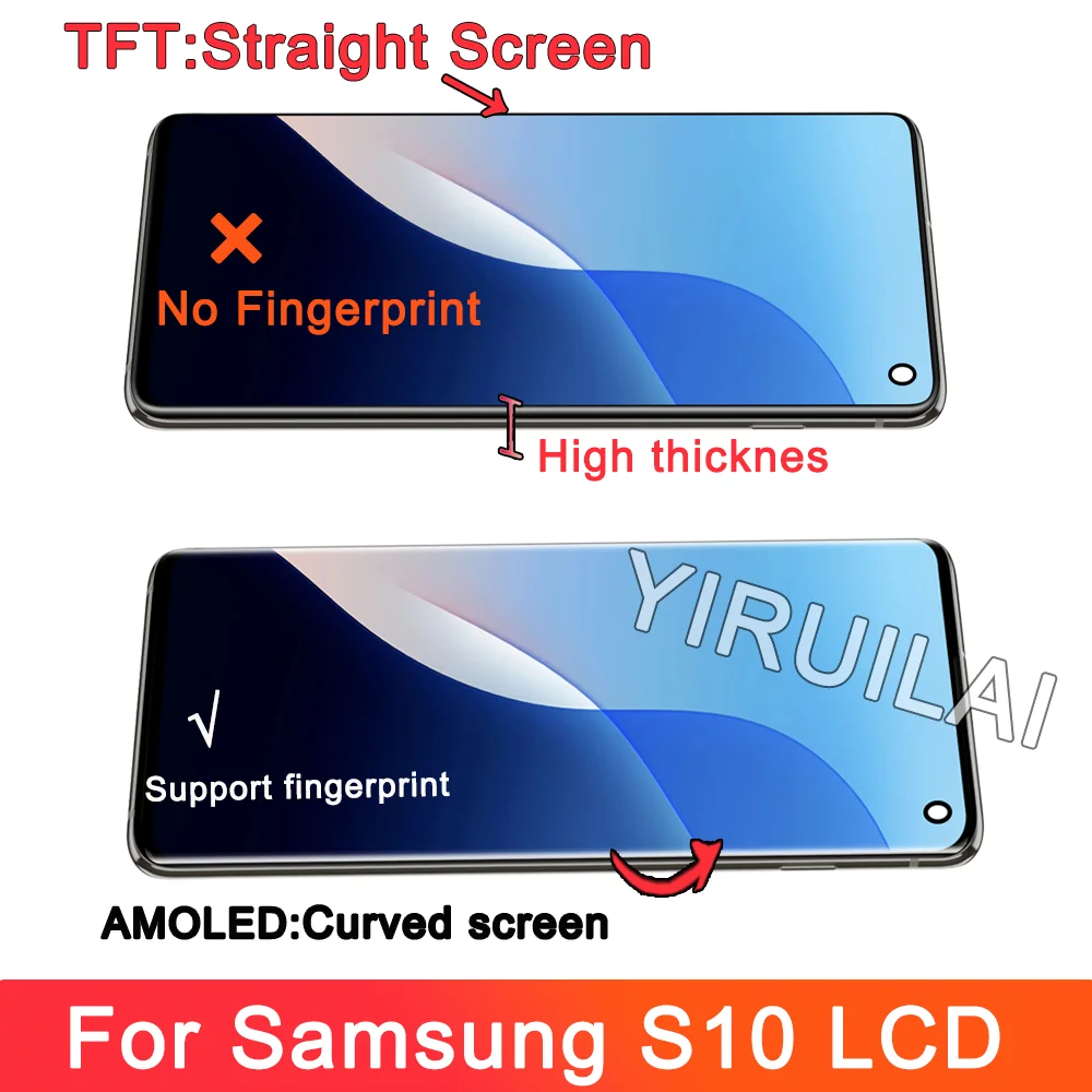 Tested S10 LCD For Samsung Galaxy S10 SM-G973F/DS G973U G973 LCD S10 Display LCD Touch Screen Digitizer Assembly Replacement