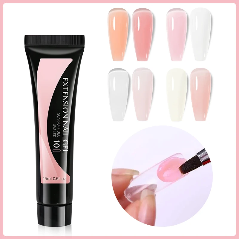 Arte Clavo 2pcs/Set 15ml Jelly Nail Extension Gel Pink White Clear Quick Building UV LED Gel Nails Finger Extensions Nail Art