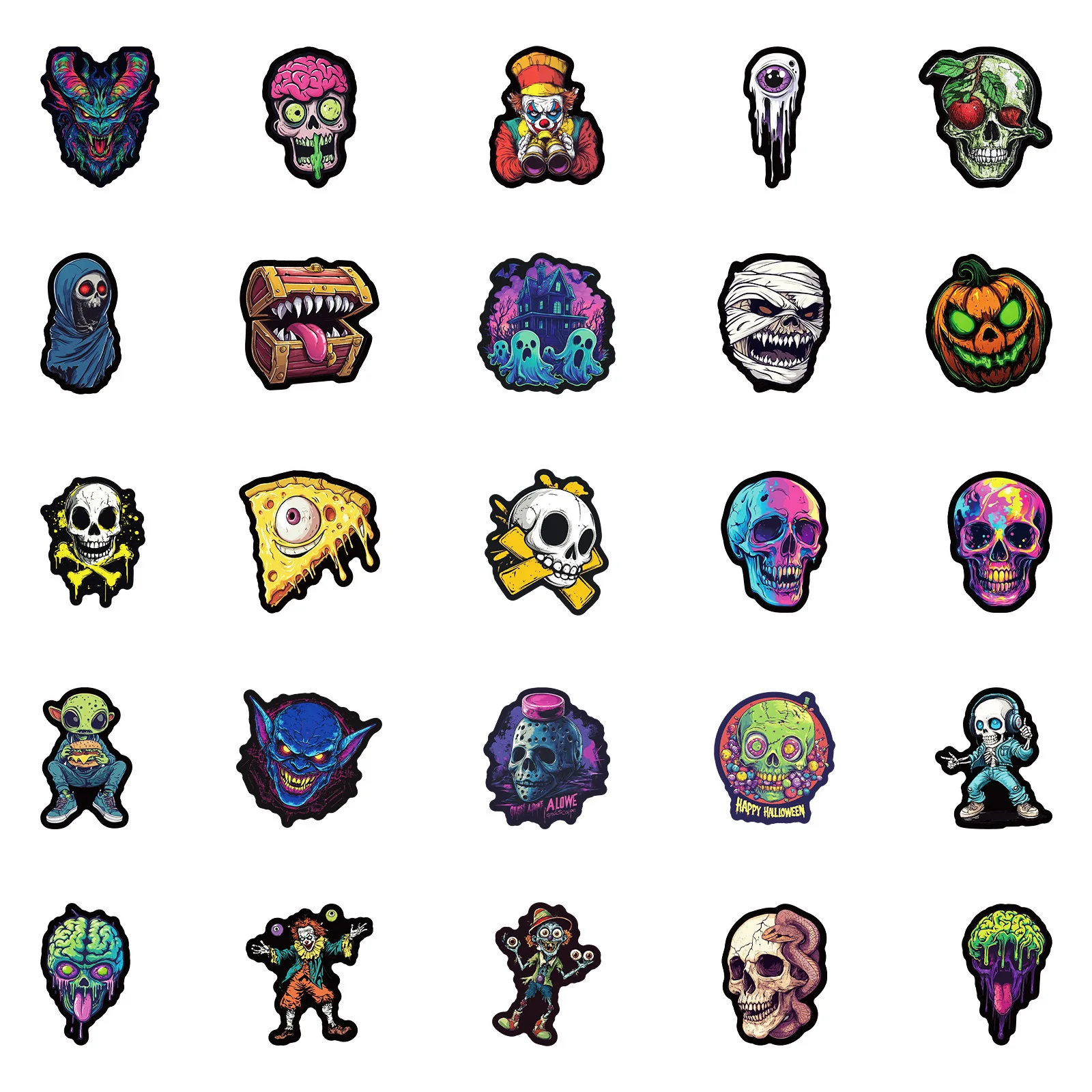 10/30/50PCS Funny Dark Horror Gothic Skull Graffiti Stickers PVC Waterproof Cool Decals Toys DIY Motorcycle Fridge Luggage Toys - Image 6