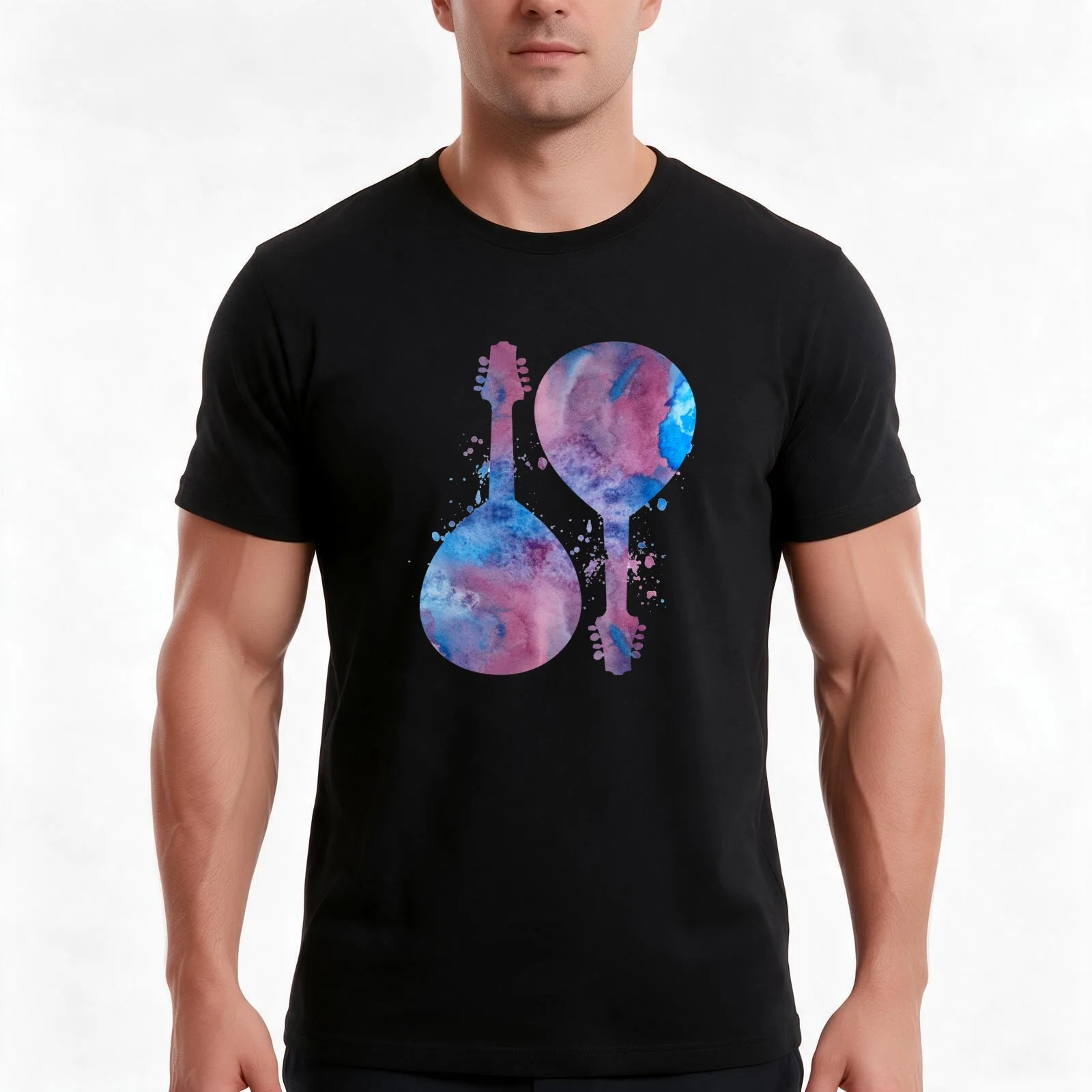 Mandolins T-Shirt, Summer Casual Cotton Tee, Oversized Streetwear Tops, Vintage Graphic Print, Loose Fit Short Sleeve