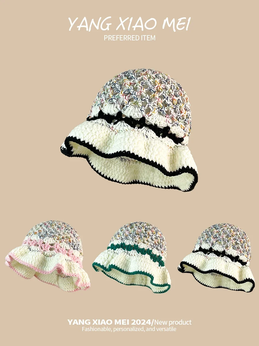 

2024 new knitted hat children autumn and winter face small bucket hat women wool hat