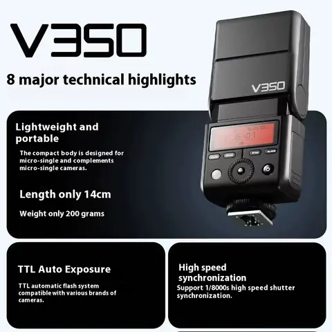 Godox V350C V350N V350S V350F V350O TTL HSS Camera Speedlite Flash with 2000mAhLithium Battery for Canon Nikon Sony Fuji Olympus