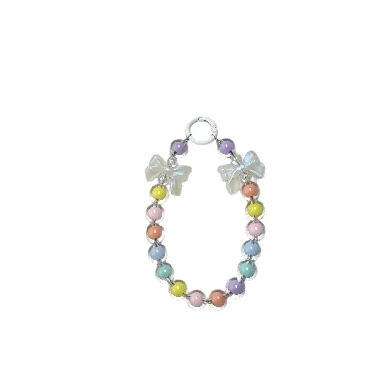 Little Fresh mermaid bow mobile phone chain Wrist strap Universal headphone chain Candy colored carry-on accessories