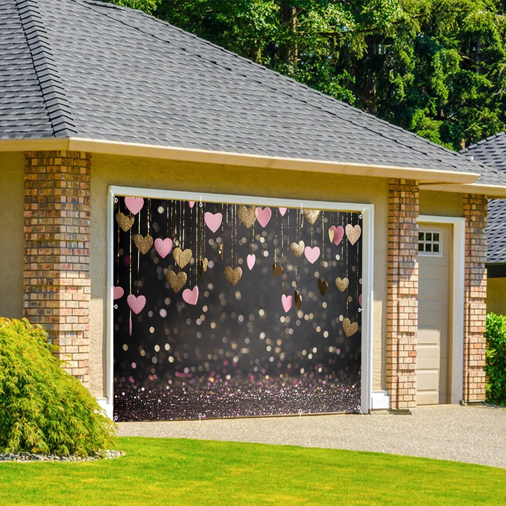 عيد الحب باب المرآب الديكور راية خلفية بريق البقع الحب القلب حفل زفاف عيد ميلاد منزل فناء جدار ديكور