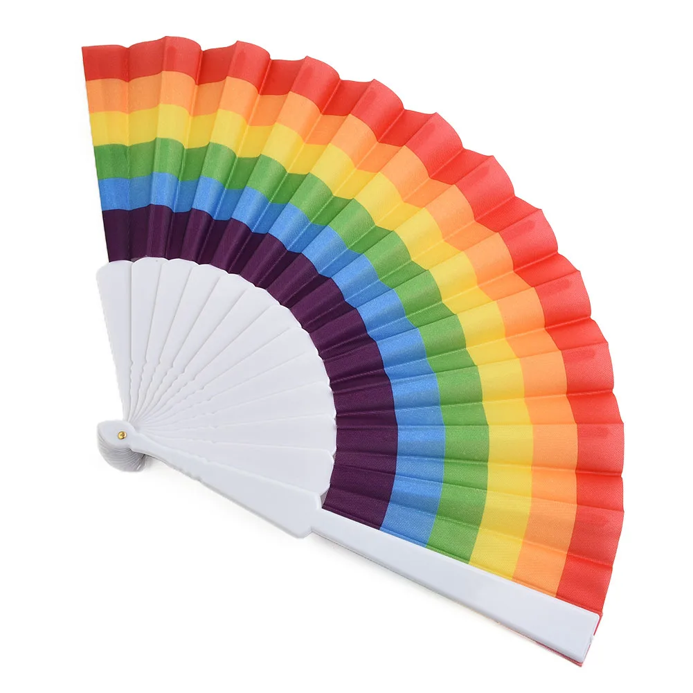 Decoration Piece High Quality As Picture Fitment No Number Of Pieces Plastic Product Name Fan Rainbow Folding Fan