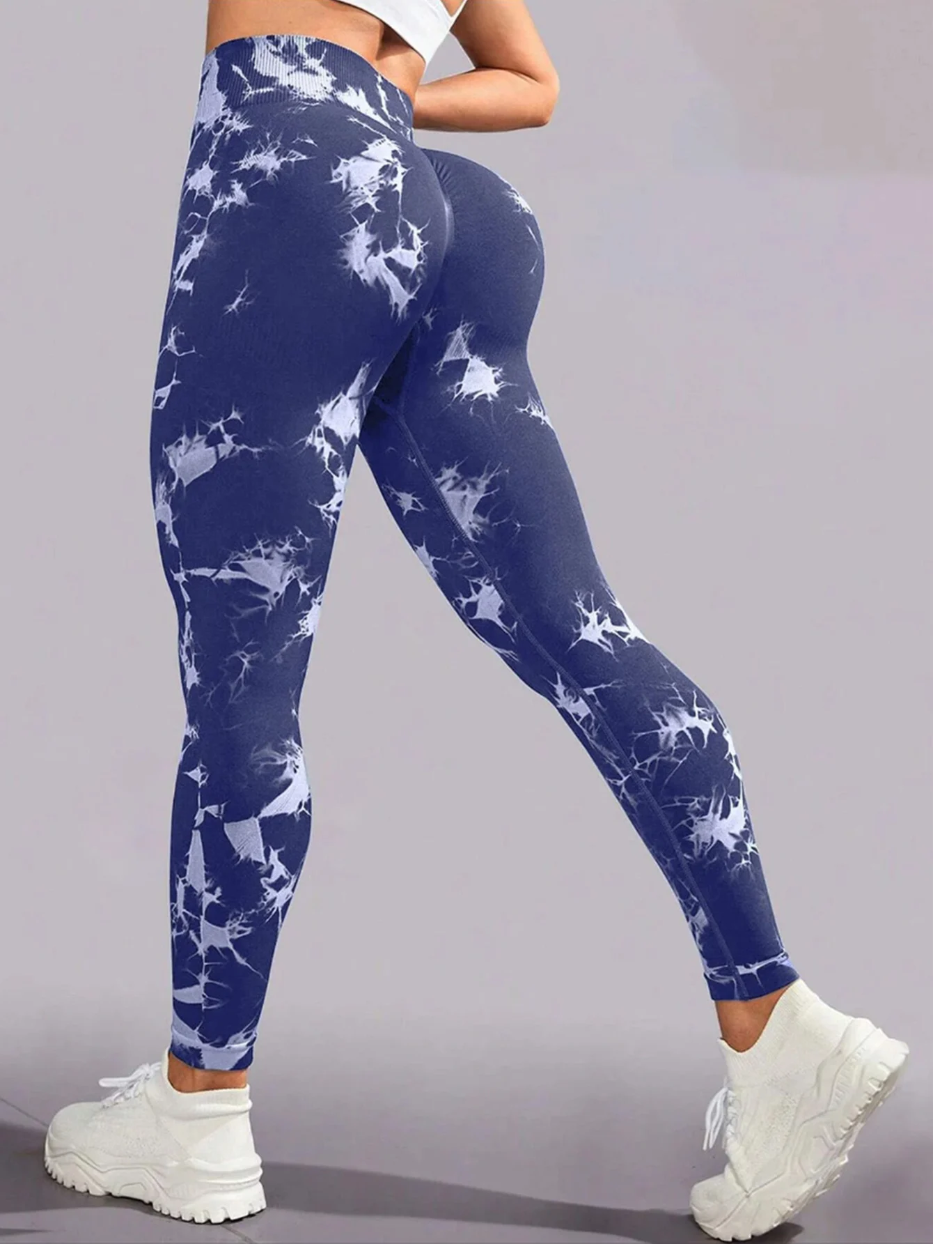 CZGUKE High Waist Tie Dye Leggings for Women Sexy Butt Lift Seamless Knit Slim Fitness Pants Yoga Gym Running Tights Elastic
