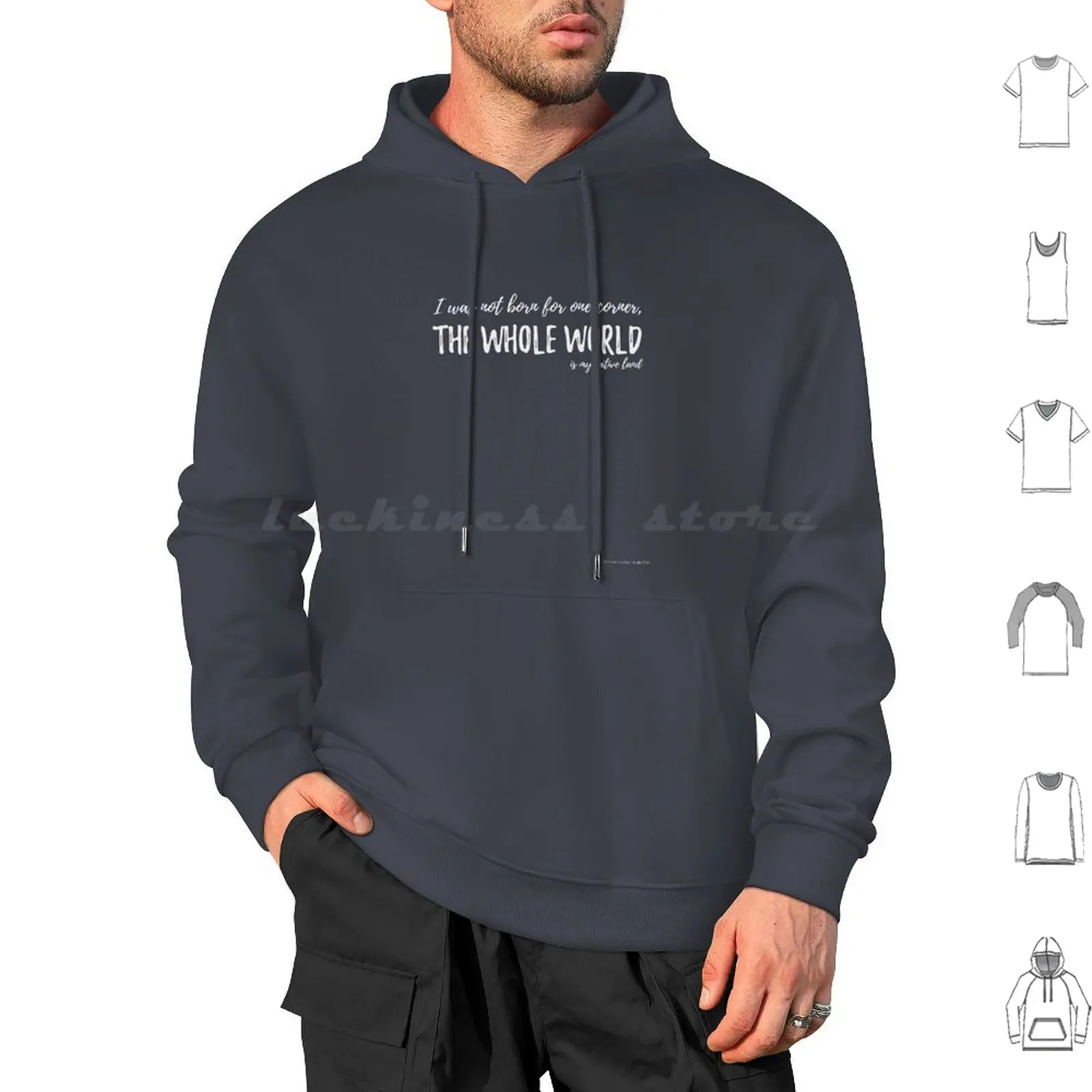 The Whole World Is My Native Land Hoodie cotton Long Sleeve Travel Wanderlust Quote Positive Positive Vibes Typography