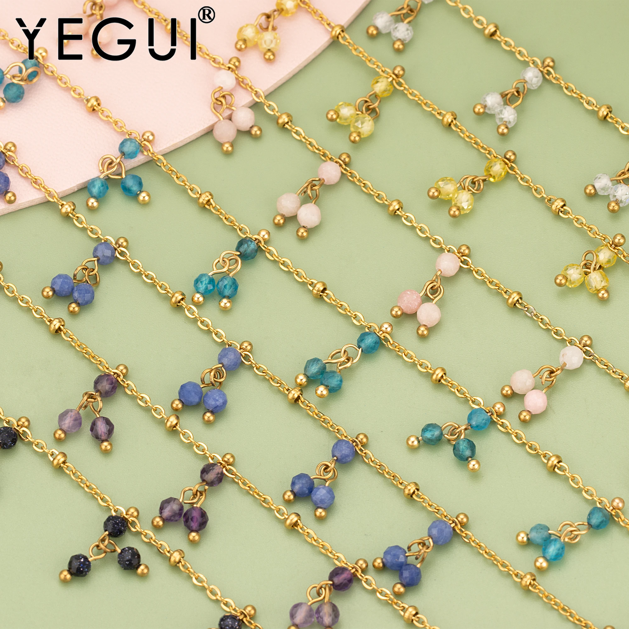 

YEGUI C375,chain,stainless steel,nickel free,natural stone,hand made,charms,diy bracelet necklace,jewelry making,50cm/lot