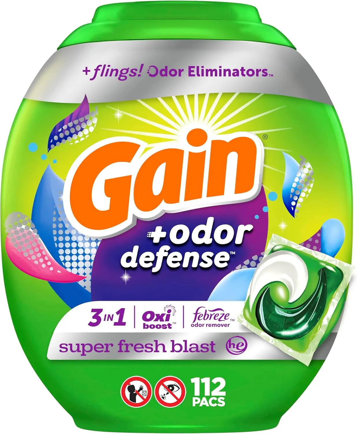 

112-Count Laundry Detergent Pacs with Odor Defense, Super Fresh Scent, HE Compatible
