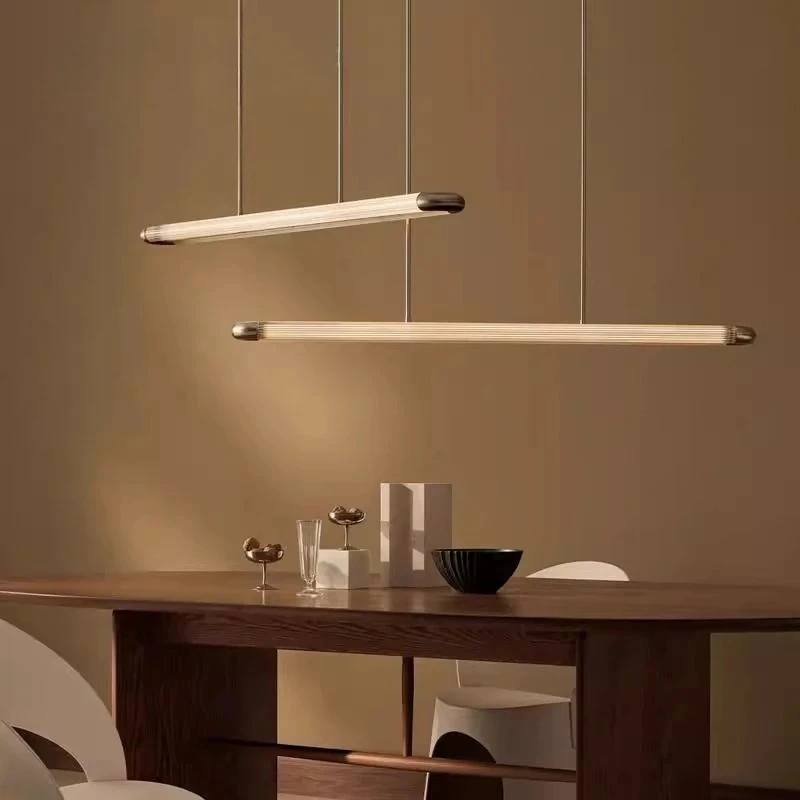 Contemporary Italian Minimalist Linear Pendant Lighting Fixture For Dining Room Bar Counter Conference Room Home Ceiling Lamp
