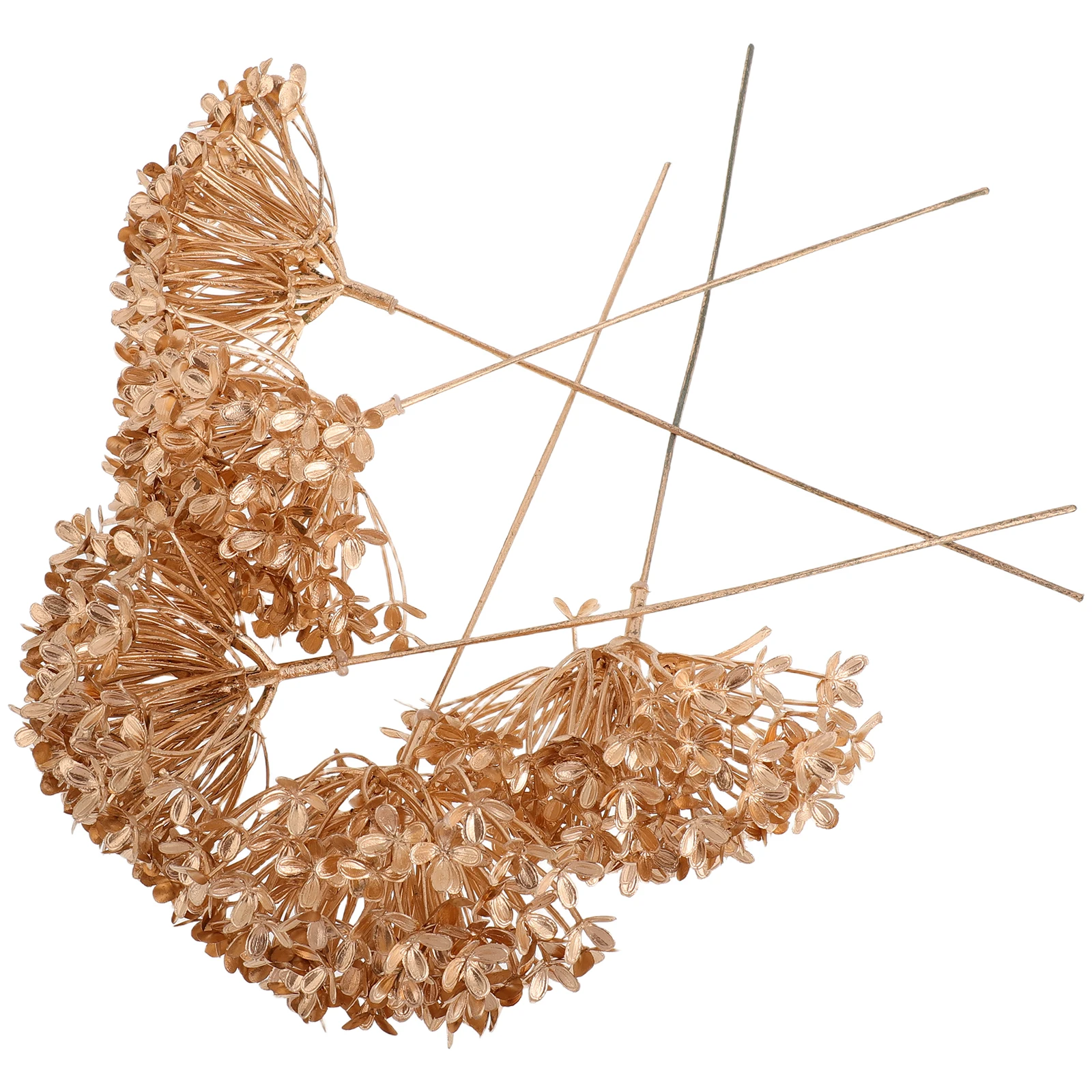 

5Pcs Gold Faux Hydrangea Artificial Flowers Realistic Home Decor Indoor Flower Arrangement Party Decoration Mall Display