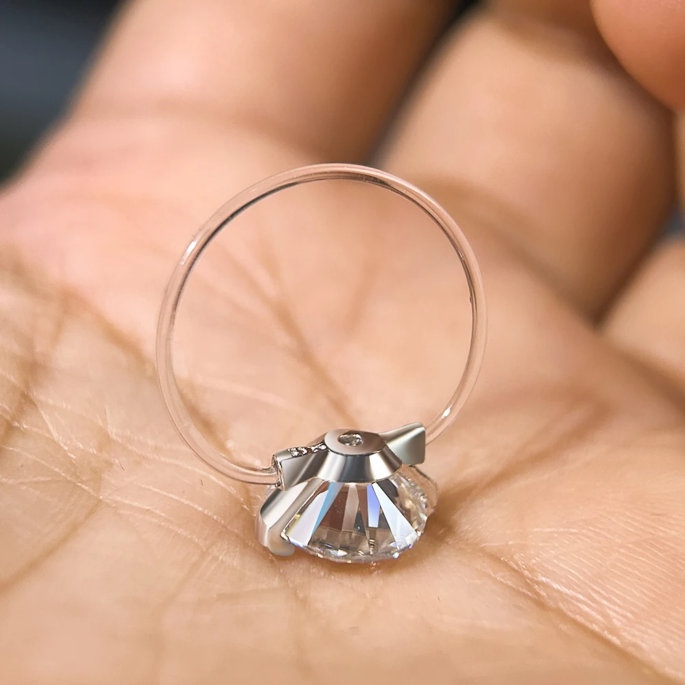 IGOTOS 透明釣り糸モアッサナイトリング認定 S925 スターリングシルバーラウンドダイヤモンドリング結婚指輪ジュエリー女性のための