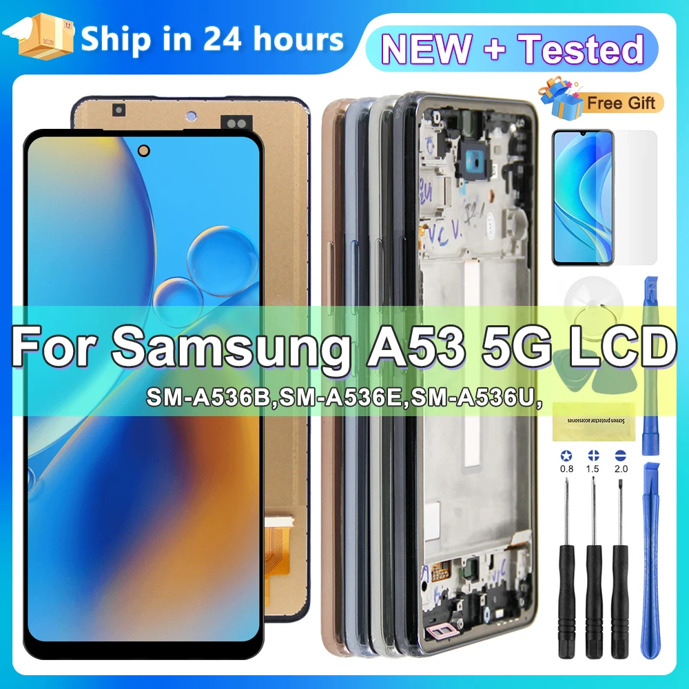 

tft A53 5G Display Screen Replacement for Samsung Galaxy A53 5G A536 A536B A536B/DS Lcd Display Digital Touch Screen with Frame