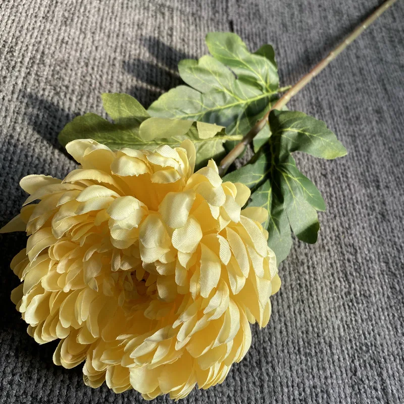 Kunstmatige chrysanthemumbloem met enkele steel, levensechte nepbloei - levendige kleuren, duurzaam materiaal, perfect voor woondecoratie