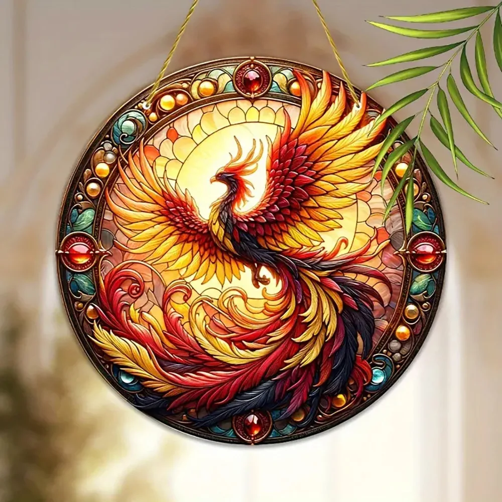 

New a flying phoenix disc mythical creature pendant porch decoration window decoration listing