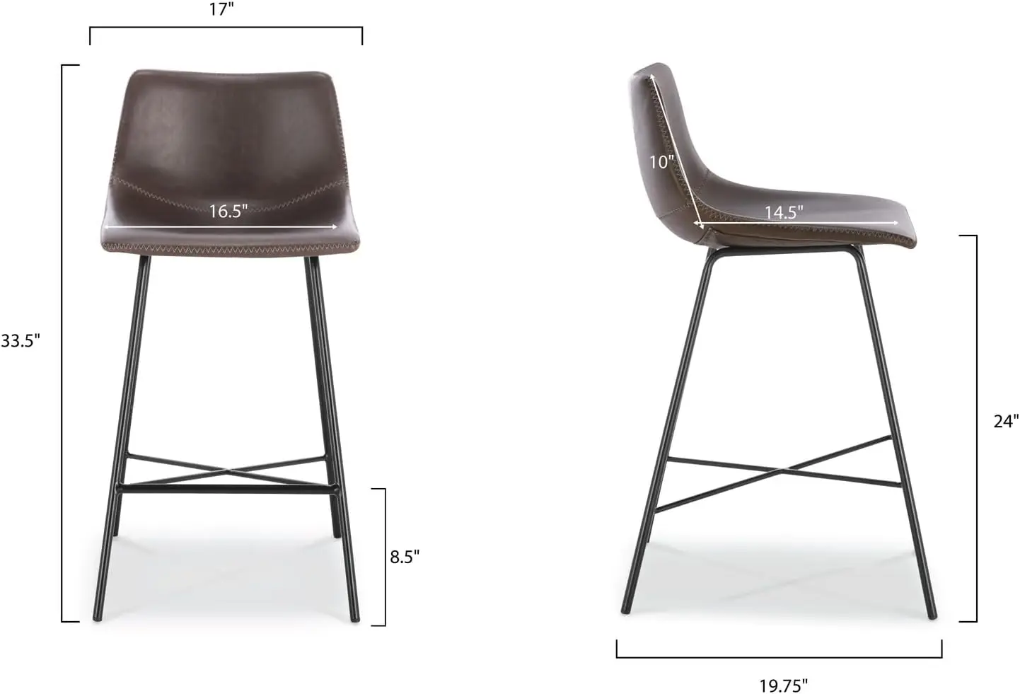 Banquetas com Costas, Barra Fezes Altura Contra, Bancos de Cozinha Resistente, Bancos de Bar Confortáveis, 24 polegadas, Conjunto de 3