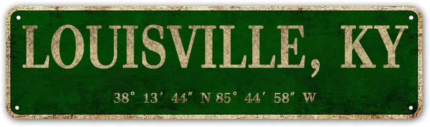 Louisville, KY City Sign Rustic Vintage Metal Art Wall Decor Office/Home/Classroom 4” x 16”